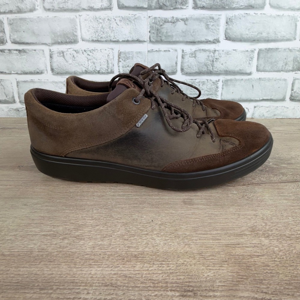 ECCO Soft 7 Gore-Tex Sneakers Waterproof Leather Suede Brown Mens 12